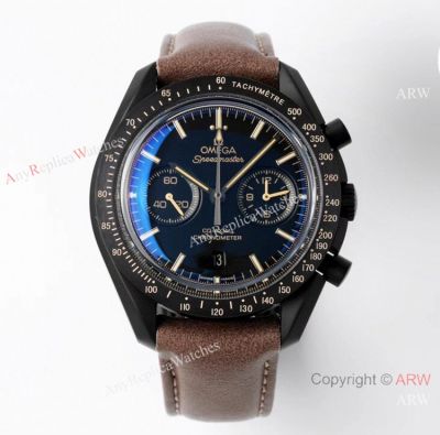 Super Clone Omega Speedmaster Chronograph Dark Side of the Moon 9300 Watch Blacksteel